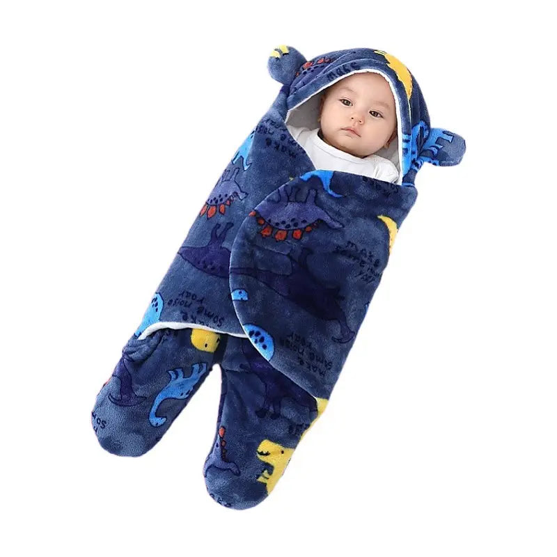 Baby Hooded Sleeping Bag with Animal Ears, Fleece Material, Multiple Colors