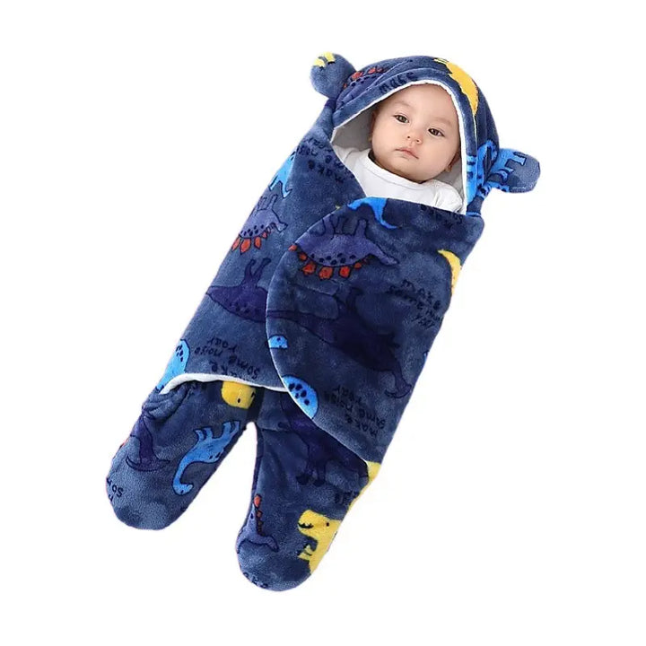 Baby Hooded Sleeping Bag with Animal Ears, Fleece Material, Multiple Colors