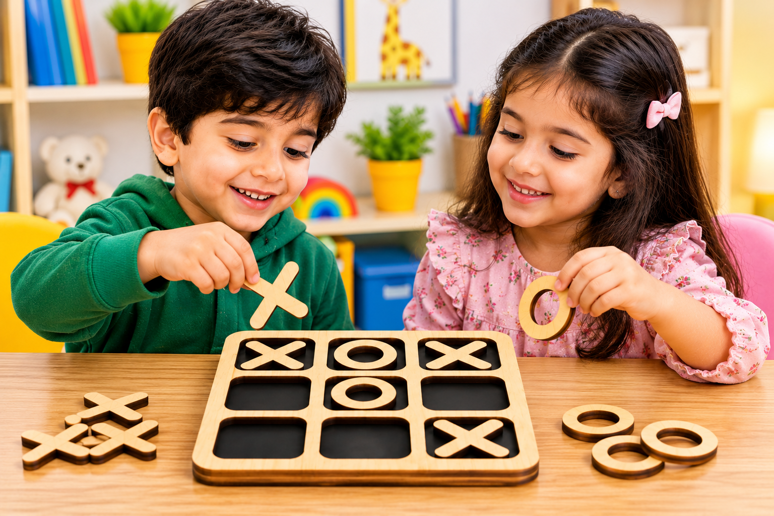 Wooden Tic Tac Toe Game - Educational Toy - Toys For kids and adults