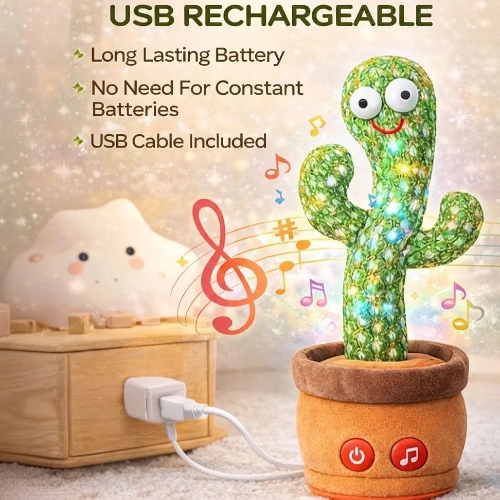 Dancing Talking Cactus Toy – Rechargeable Interactive Musical Plush
