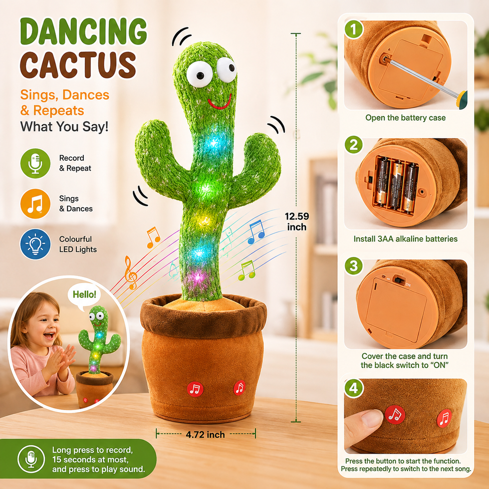 Dancing Talking Cactus Toy – Rechargeable Interactive Musical Plush