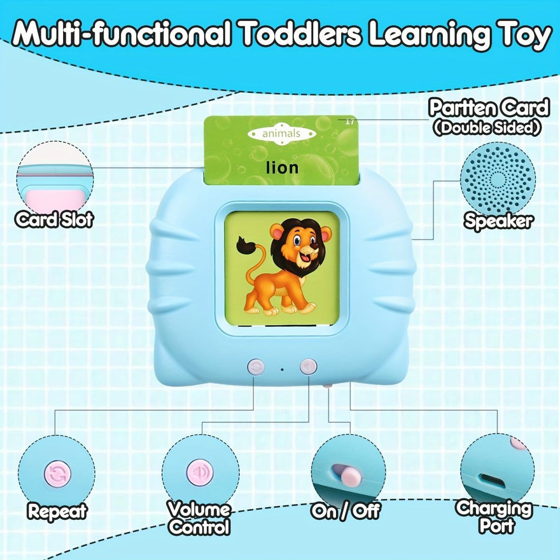 Multi-functional Interactive Flash Card Learning Toy for Toddlers 1 Reader unit and 112 cards