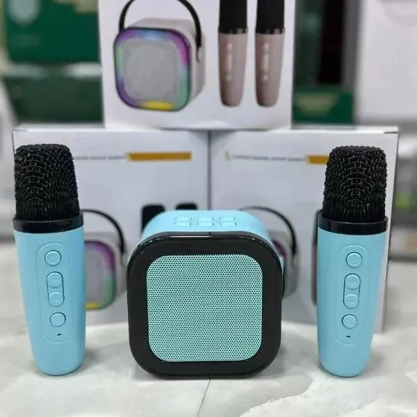 Portable LED Speaker Pink with 2 Microphones