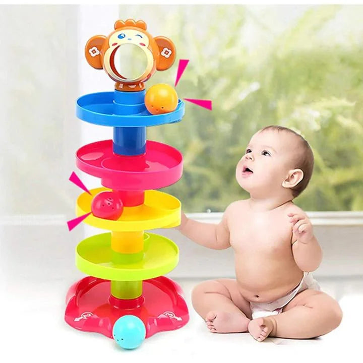 11 PCS Baby Spiral Ball Drop Tower Toy with Rolling Balls (18+ Months)