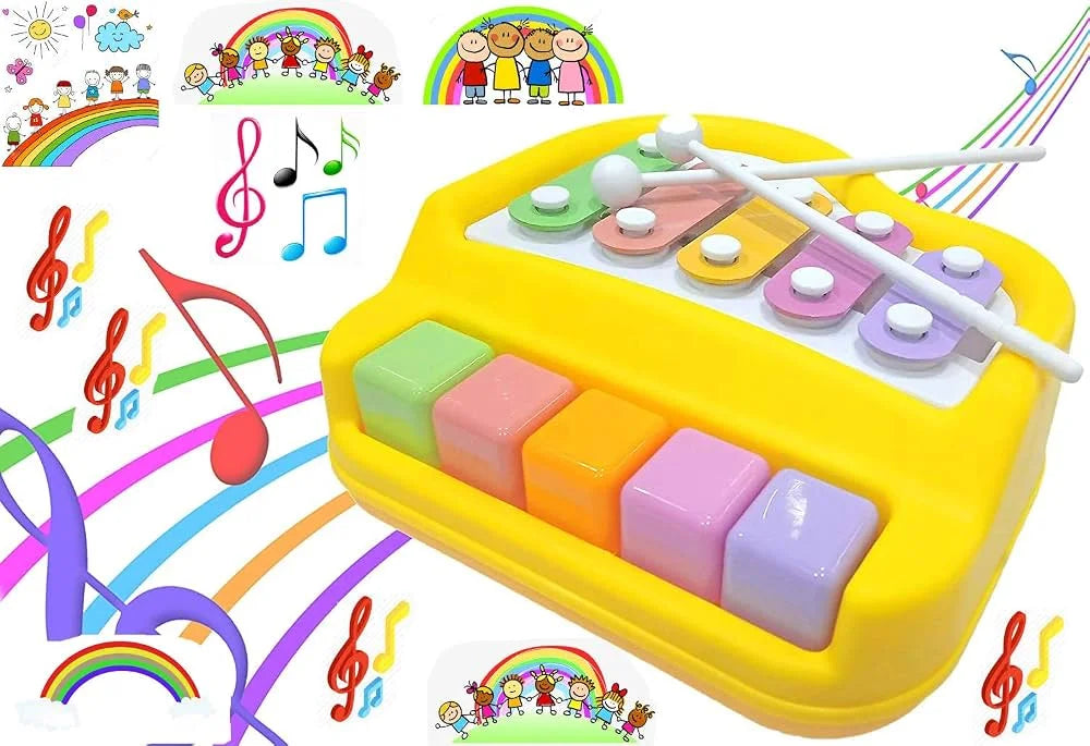 2-in-1 Kids Piano & Xylophone Toy | 5-Key Rainbow Musical Toy for Toddlers (3+ Years)
