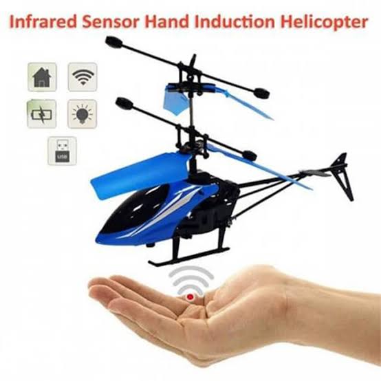 Sensor-Controlled Helicopter Toy for Kids 1-12 Years Black Blue