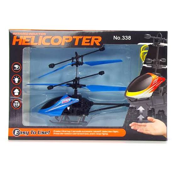 Sensor-Controlled Helicopter Toy for Kids 1-12 Years Black Blue
